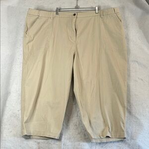 Woman Within Beige Stretch Chino Capri Size 30W
